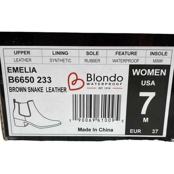 Blondo Waterproof Emelia Brown Snake Leather Boot Size 7 - Picture 11 of 11